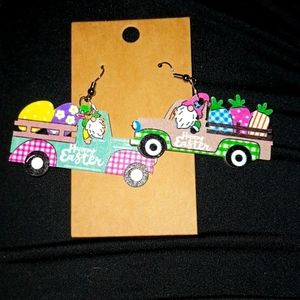 Happy Easter truck earrings